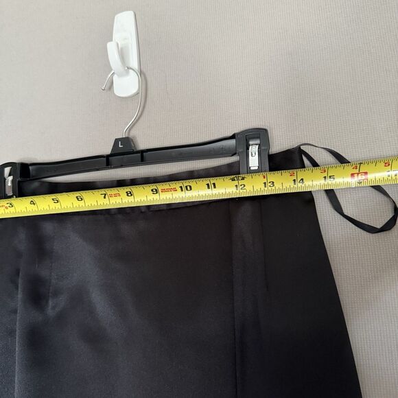 Vintage ALEX EVENINGS Midi Skirt 12P Black Straight Pencil Satin Side Buttons - Picture 4 of 11